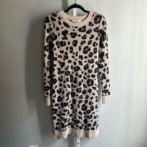 Loft Animal Print Long Sleeve Sweater Dress
